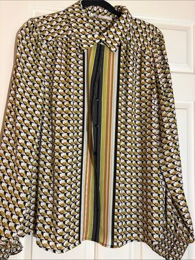 DR2 Nordstrom geometric button down collar Blouse Women’s XL